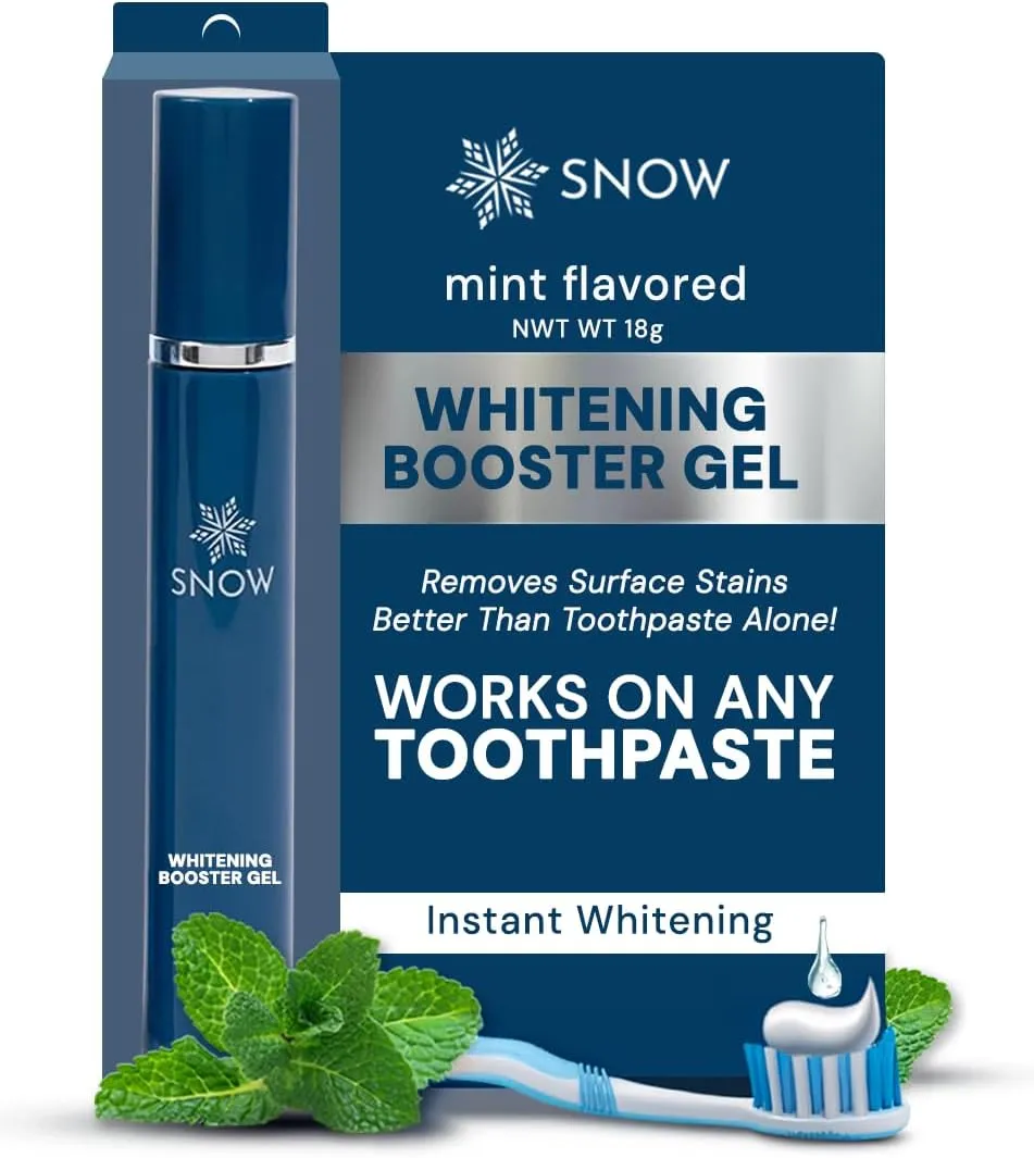 Snow Teeth Whitening Gel - Add to Toothpaste for a Whiter Smile - Vegan Hydrogen Peroxide Gel with Xylitol for Tooth Stain Removal and Brightening - 18g