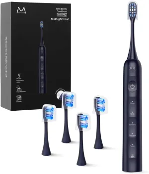 Sonic Electric Toothbrush for Adults Teens: 180 Days Battery Life, 48000VPM Motor 5 Cleaning Modes 2 Min Smart Timer 4 Quality Replacement Heads IPX8 Durable Rechargeable Travel Toothbrush