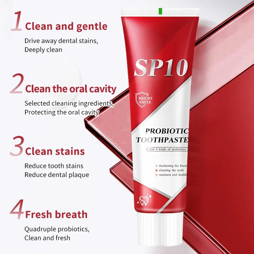SP 10 Probiotic Toothpaste for Whitening & Gum Health – Natural Fluoride-Free Formula for Fresh Breath & Oral Hygiene