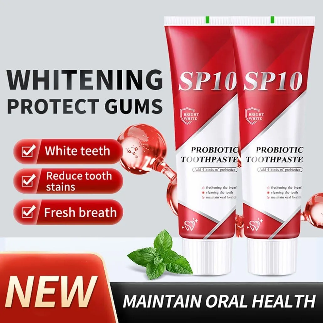 SP 10 Probiotic Toothpaste for Whitening & Gum Health – Natural Fluoride-Free Formula for Fresh Breath & Oral Hygiene