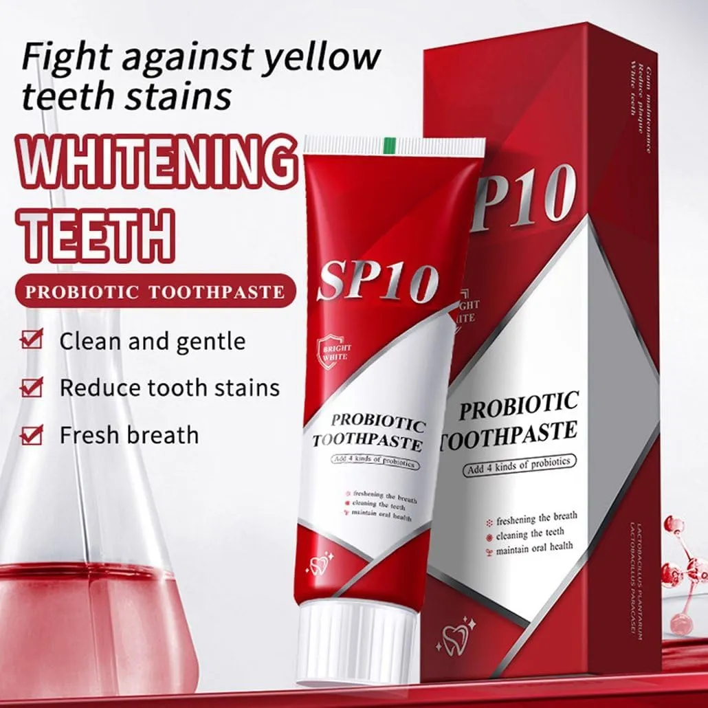 SP 10 Probiotic Toothpaste for Whitening & Gum Health – Natural Fluoride-Free Formula for Fresh Breath & Oral Hygiene