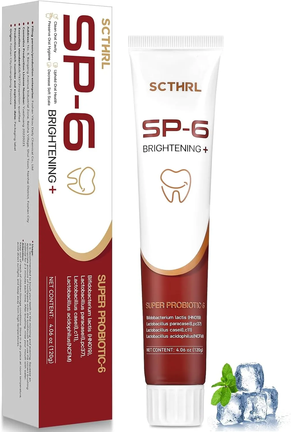 SP-6 Probiotic Ultra Whitening Toothpaste Upgraded, SP-6 New Version Fluoride-Free, Gum Care & Fresh Breath, Natural Probiotic-Enriched Formula, Toothpaste for Sensitive Teeth Protection