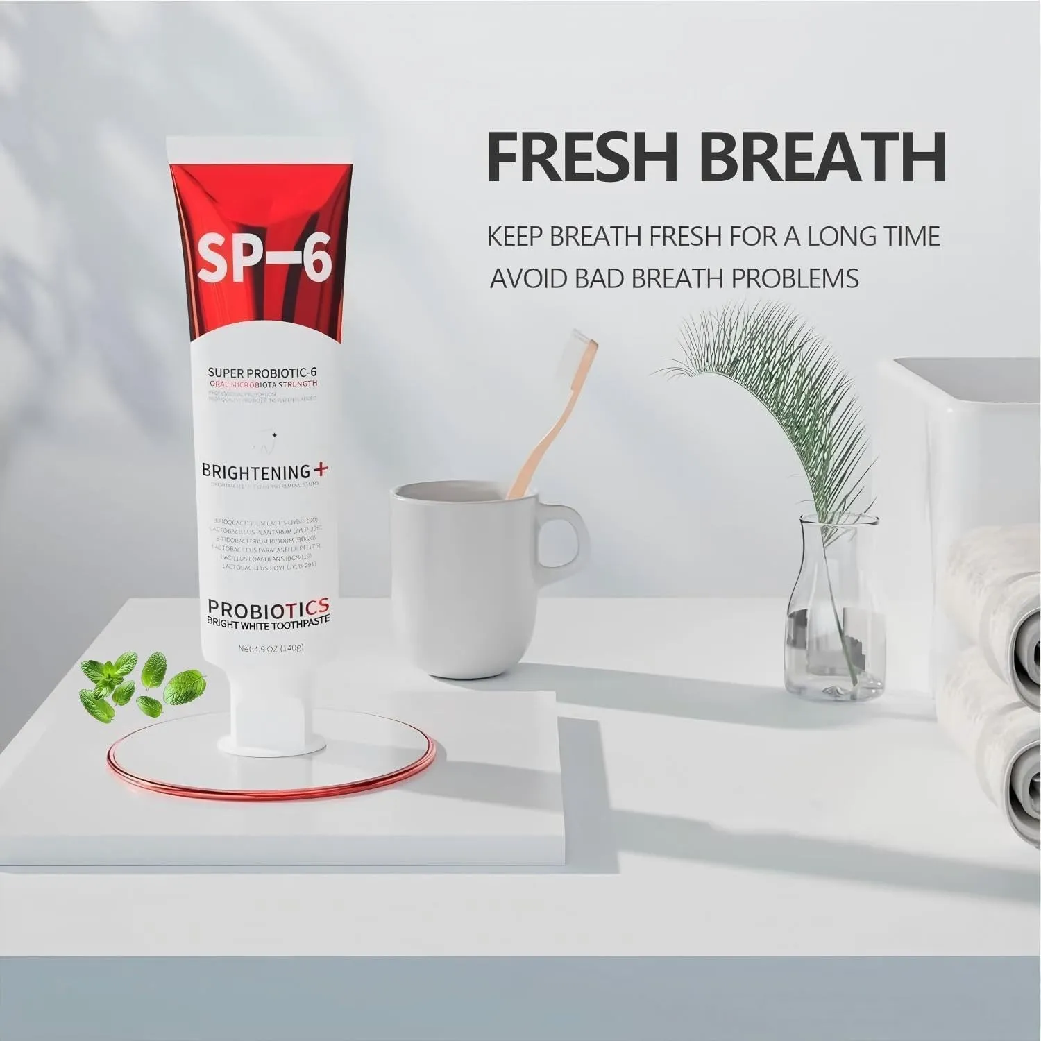 Sp-6 Probiotics Whitening Toothpaste, Sp-6 Ultra Whitening Toothpaste, Enhanced Formula with Enamel-Safe, Fluoride-Free, Fresh Breath Mint Flavor for Oral Health (3)