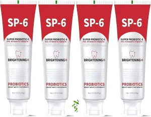 Sp-6 Probiotics Whitening Toothpaste, Sp-6 Ultra Whitening Toothpaste, Enhanced Formula with Enamel-Safe, Fluoride-Free, Fresh Breath Mint Flavor for Oral Health (4)