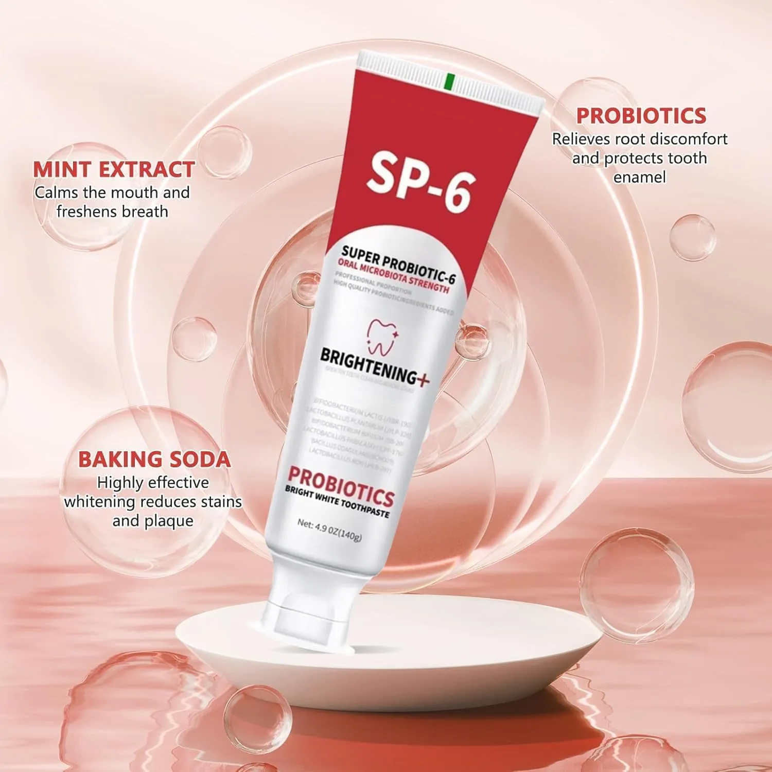 SP-6 Probiotics Whitening Toothpaste, SP6 Probiotic Toothpaste for Teeth Whitening and Gum Health, Enhanced Formula with 6 Probiotics, Fluoride-Free, Minty Fresh Flavor (2)