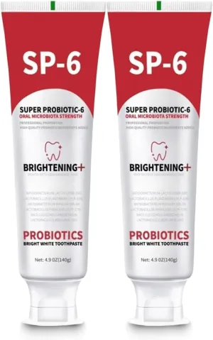 SP-6 Probiotics Whitening Toothpaste, SP6 Probiotic Toothpaste for Teeth Whitening and Gum Health, Enhanced Formula with 6 Probiotics, Fluoride-Free, Minty Fresh Flavor (2)