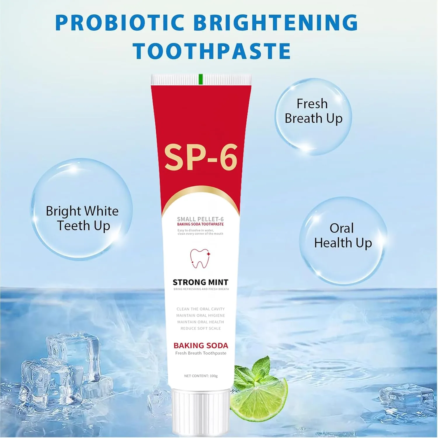 SP-6 Ultra Whitening Toothpaste Sp-6 Probiotics Whitening Toothpaste Sp6 Probiotic Brightening Deep Cleaning Fresh Breath Promotes Healthy Teeth and Gums (5PCS)