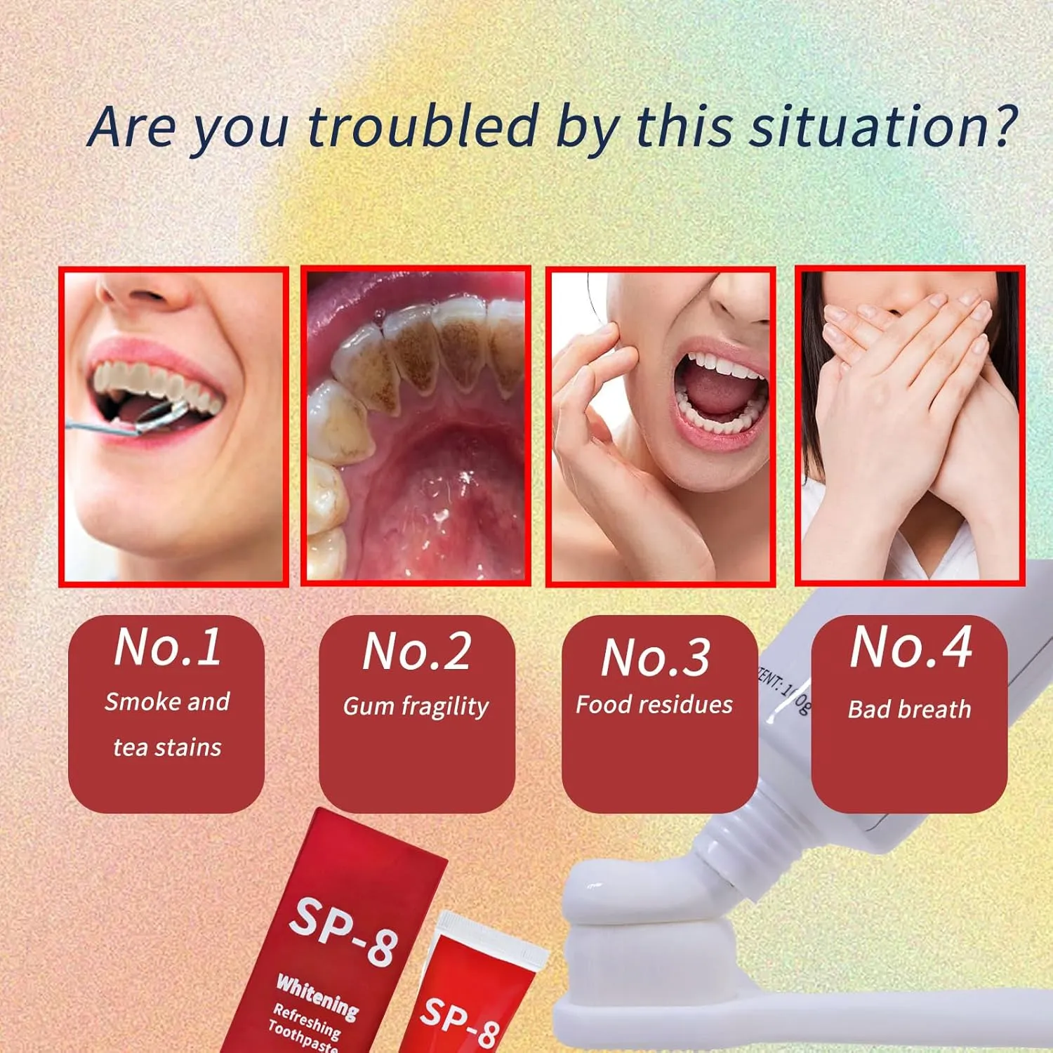 SP-8 Probiotic Oral Care - Ultra Whitening Deep Clean Toothpaste for Fresh Breath, Bright Smile - 3 Pack