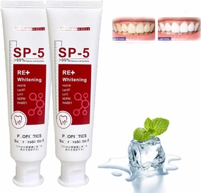 Sp-5 Ultra Whitening Probiotic Toothpaste, Deep Cleaning Care, Fresh Breath, Whitening & Stain Removing, Unflavored Paste, 120g (2 Pack)