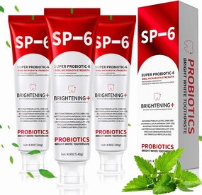 SP-6 Probiotics Whitening Toothpaste - Probiotics for Teeth Whitening and Gum Health - Enamel-Safe, Fluoride-Free, Double Mint Flavor,Fresh Breath (3)