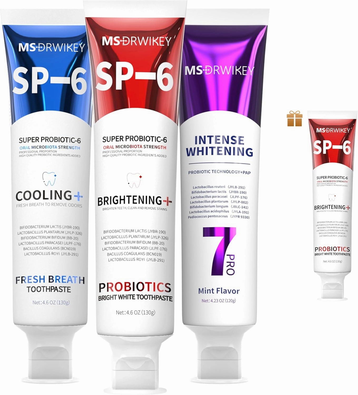 SP-6 Whitening Toothpaste, Cooling Fresh Breath & 7-Pro Whitening Bundle | 6 Probiotics for Oral Health, Fresh Breath | Free SP-6 Toothpaste