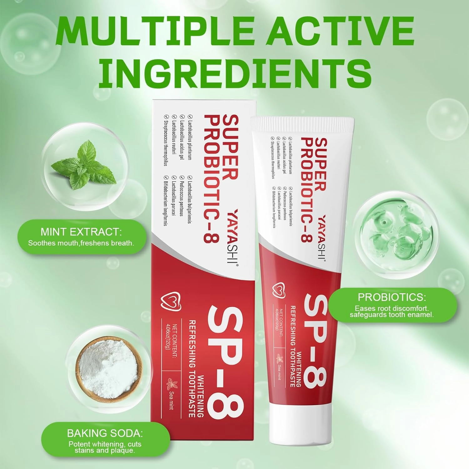 SP-8 Probiotic Whitening Toothpaste Upgraded, sp8 Toothpaste New Version Fluoride-Free & Probiotic-Infused Formula, Teeth Whitening & Gum Care & Fresh Breath