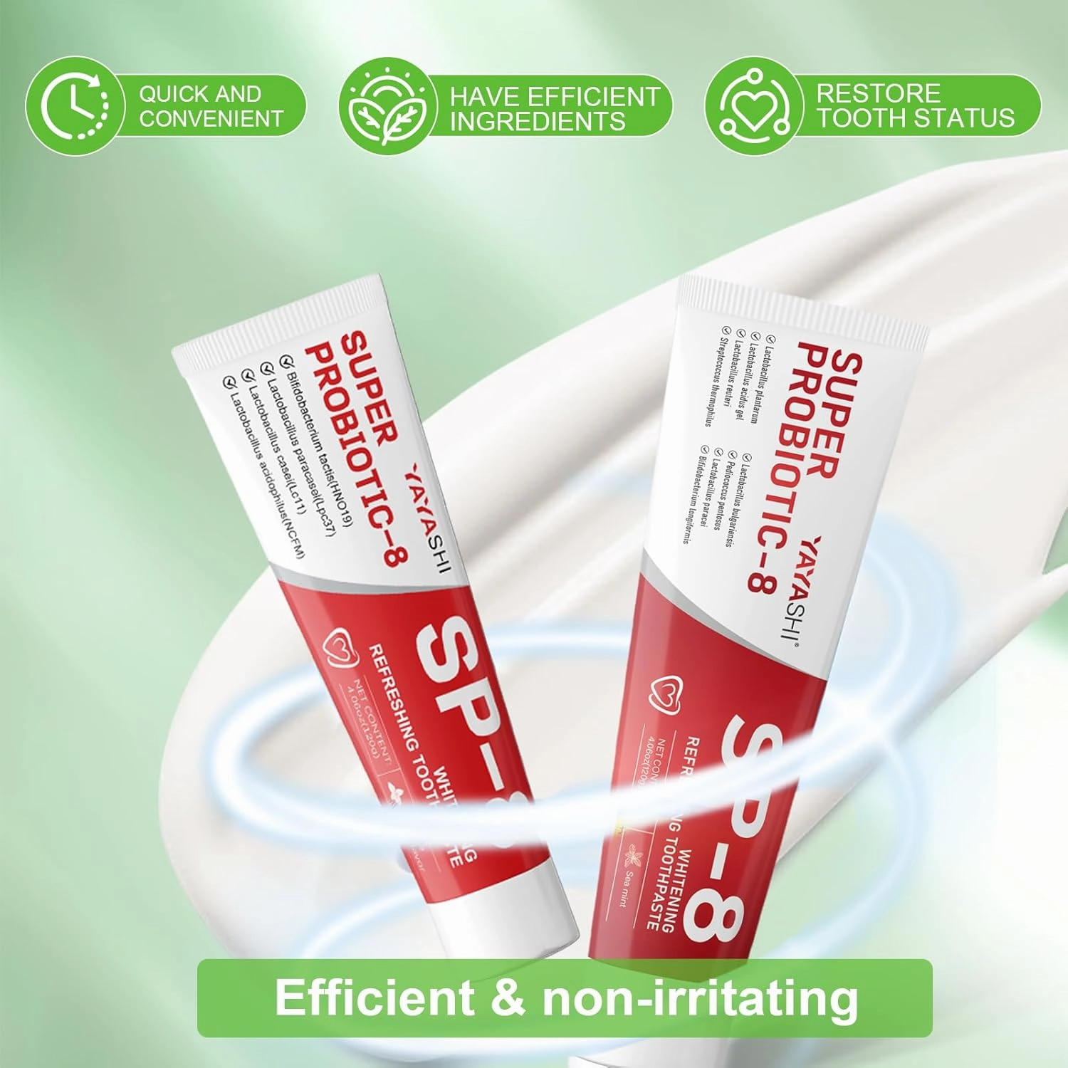 SP-8 Probiotic Whitening Toothpaste Upgraded, sp8 Toothpaste New Version Fluoride-Free & Probiotic-Infused Formula, Teeth Whitening & Gum Care & Fresh Breath