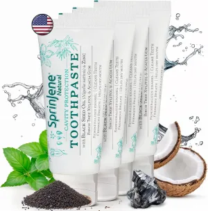SprinJene Natural Fluoride Toothpaste for Healthy Teeth & Gums | Natural Toothpaste for Cavity Protection ((3.5 Ounce (Pack of 4)))