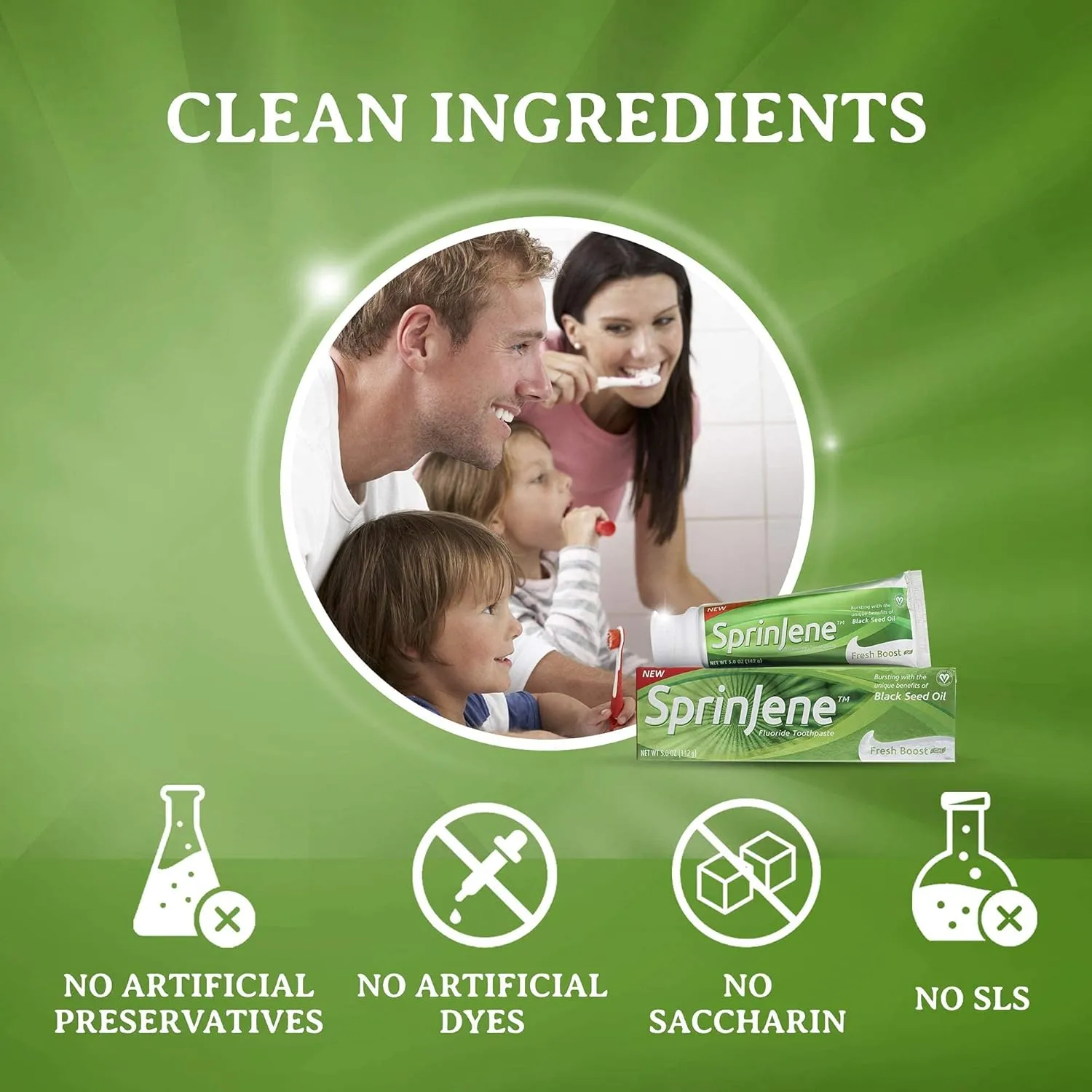 SprinJene Original Fresh Boost | Cavity Protection Toothpaste with Fluoride for Fresh Breath & Healthy Teeth | 4 Pack