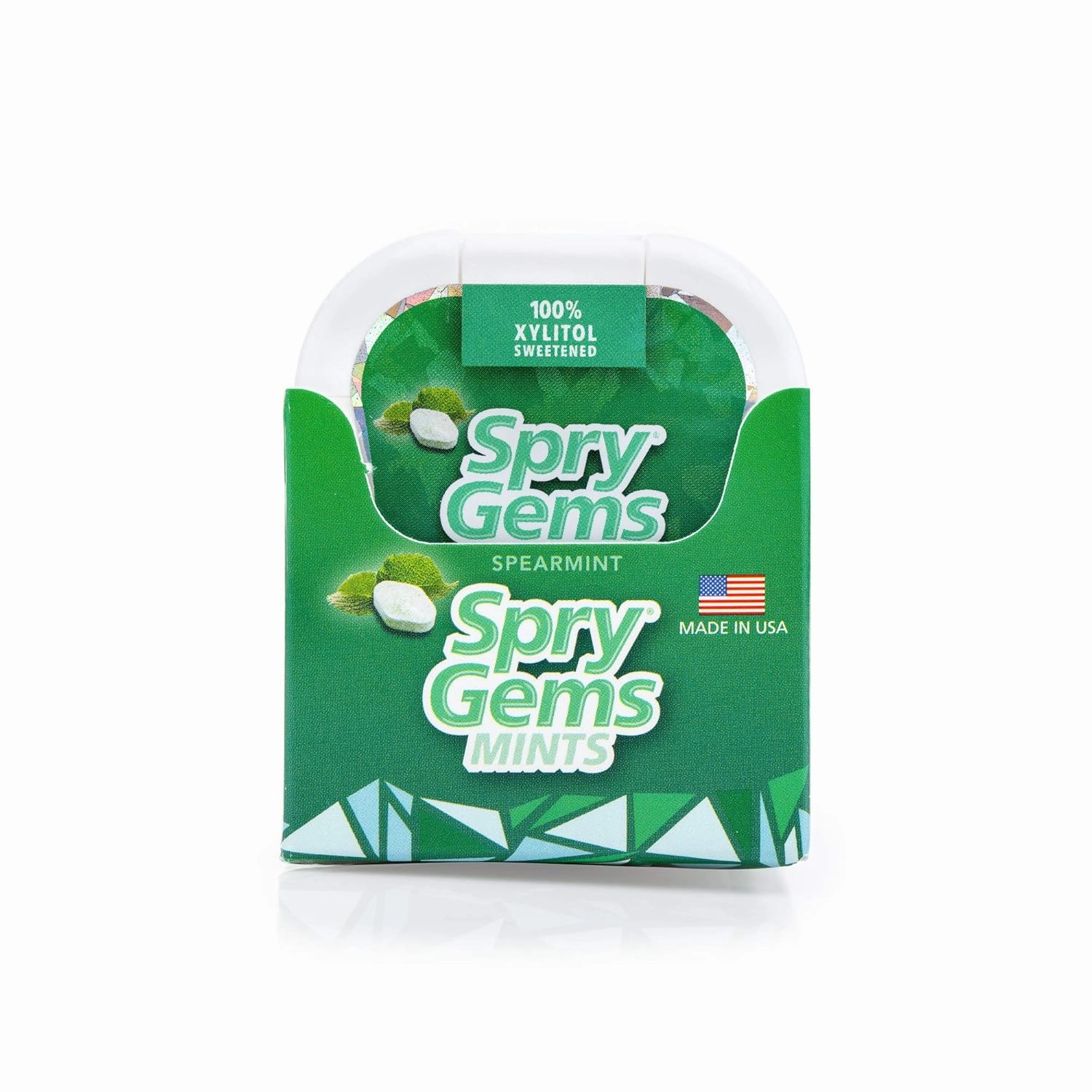 Spry Gems Natural Sugar-Free Xylitol Mints, On The Go Oral Care for Dry Mouth, Increase Saliva Production and Stop Bad Breath, Non-GMO, Gluten-Free - Spearmint 40 Count (Pack of 6)
