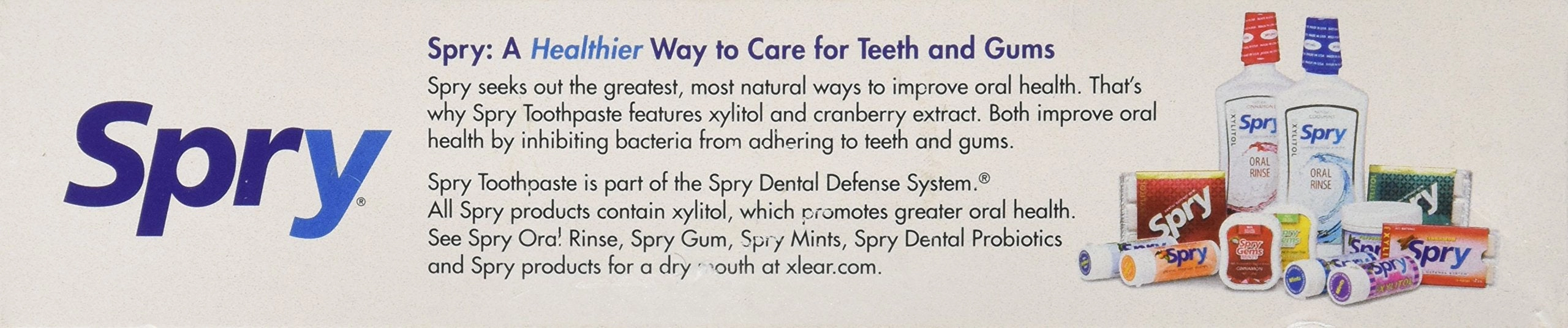 Spry Xylitol Toothpaste, Fluoride-Free, Natural Spearmint, Anti-Plaque and Tartar Control, 5 oz