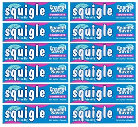 Squigle Enamel Saver Toothpaste (Canker Sore Prevention & Treatment) Prevents Cavities, Perioral Dermatitis, Bad Breath, Chapped Lips - 12 Pack