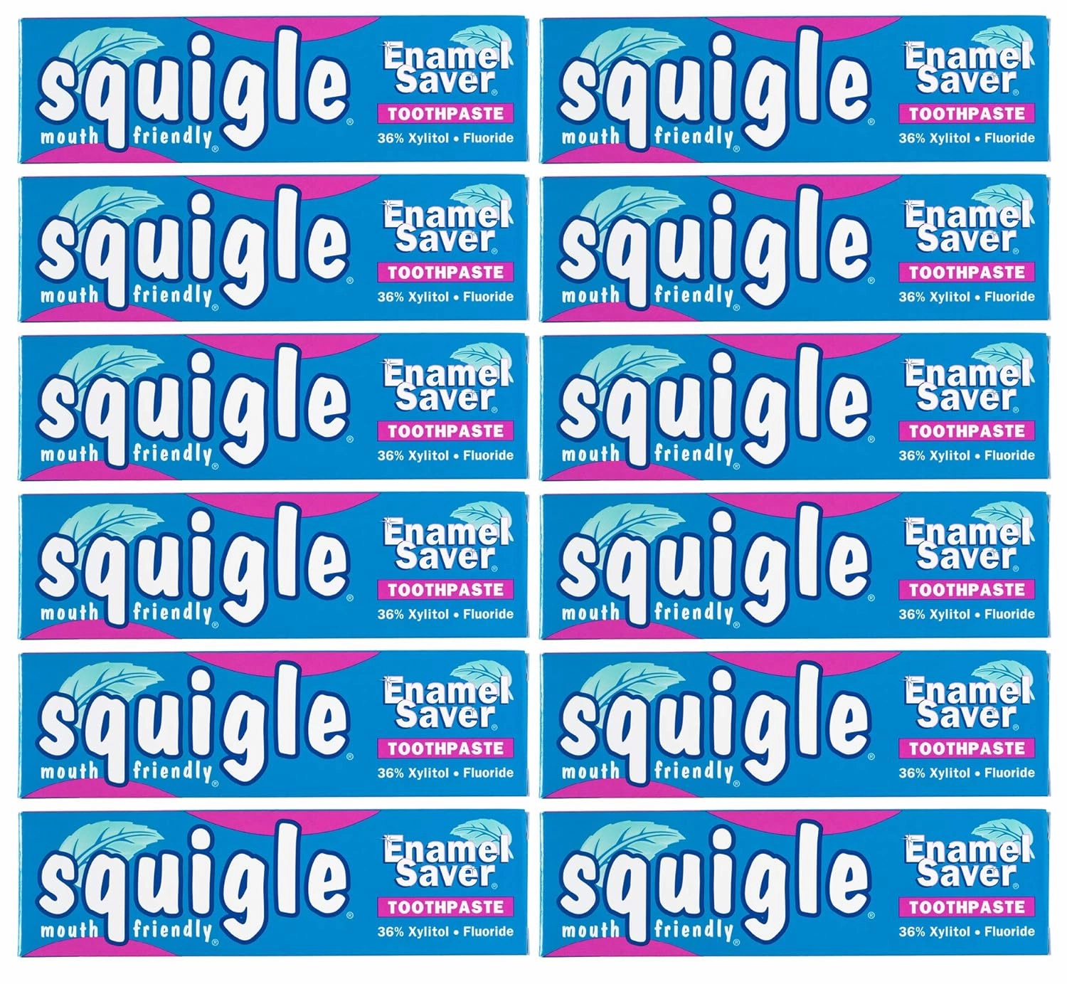 Squigle Enamel Saver Toothpaste (Canker Sore Prevention & Treatment) Prevents Cavities, Perioral Dermatitis, Bad Breath, Chapped Lips - 12 Pack