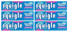 Squigle Enamel Saver Toothpaste (Canker Sore Prevention & Treatment) Prevents Cavities, Perioral Dermatitis, Bad Breath, Chapped Lips - 6 Pack