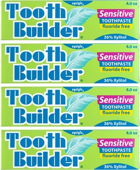 Squigle Tooth Builder SLS Free Toothpaste (Stops Tooth Sensitivity) Prevents Canker Sores, Cavities, Perioral Dermatitis, Bad Breath, Chapped Lips, 4 oz (16 Ounce (Pack of 4), Unflavored)