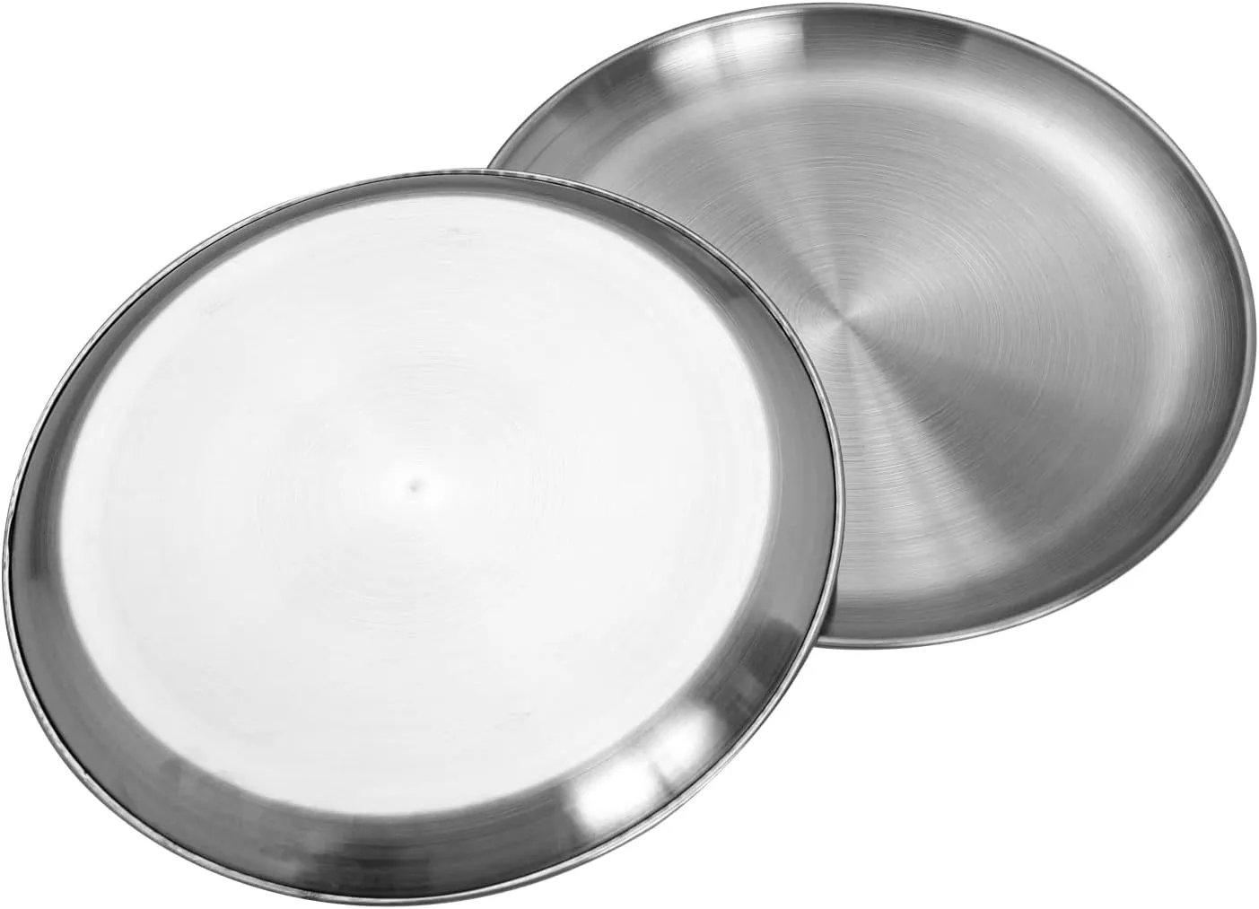 Stainless Steel Plates 10 inch Metal Lightweight Unbreakable Dinner Dishes Plates Set Non-Toxin Dishwasher Safe BPA Free and Healthy (4 Pcs)