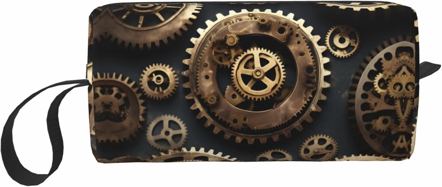 Steampunk Gears print Travel Cosmetic Bag Gifts for Women Portable Make Up Bags for Women Mother Sister