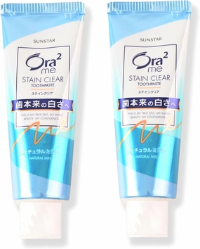 Sun-Star Ora-2 Stain Clear Toothpaste 130g Twin Pack - Natural Mint Flavor Tooth Paste, Removes Stains, Fluoride Protection, Sensitive Teeth Toothpaste for Adults