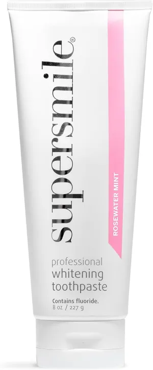 Supersmile Rosewater Mint whitening Toothpaste with Fluoride – Professional Formula for Brighter Teeth – Whitens Up to 6 Shades, 8 oz