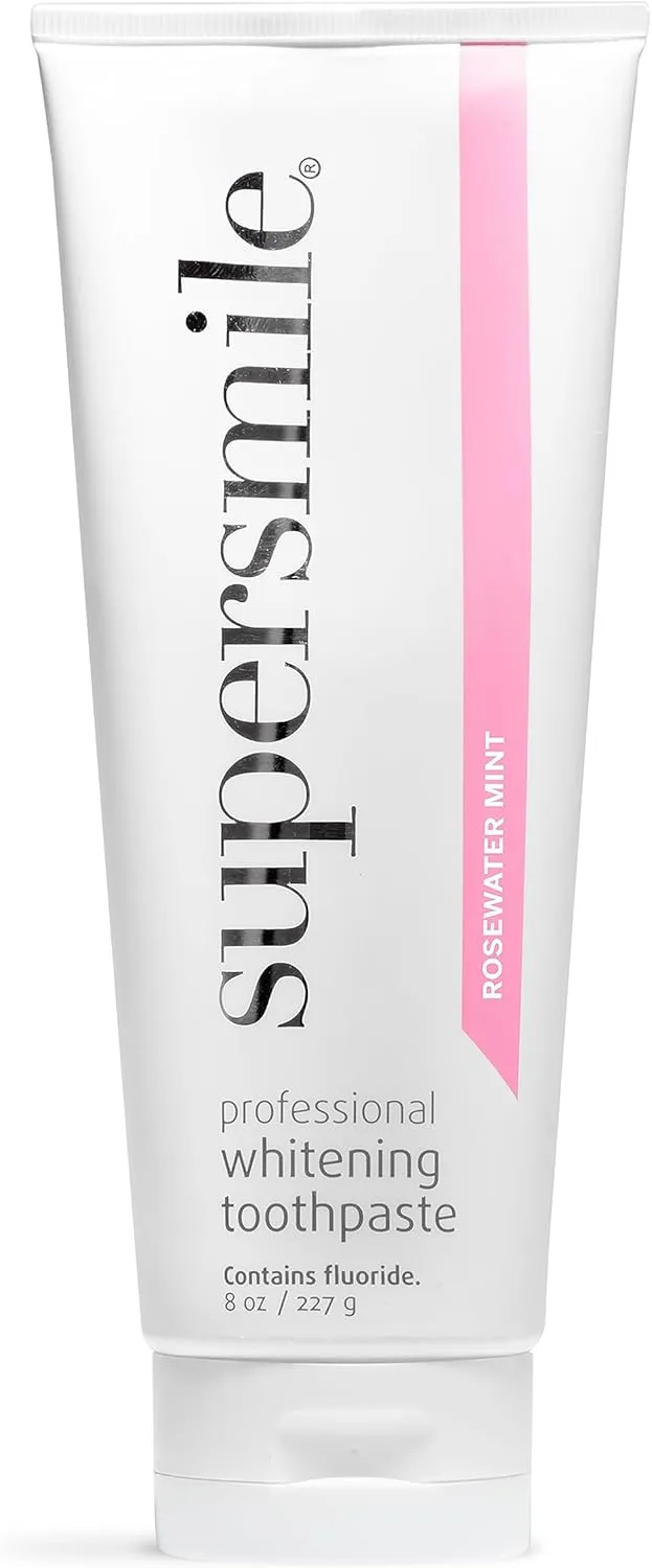 Supersmile Rosewater Mint whitening Toothpaste with Fluoride – Professional Formula for Brighter Teeth – Whitens Up to 6 Shades, 8 oz