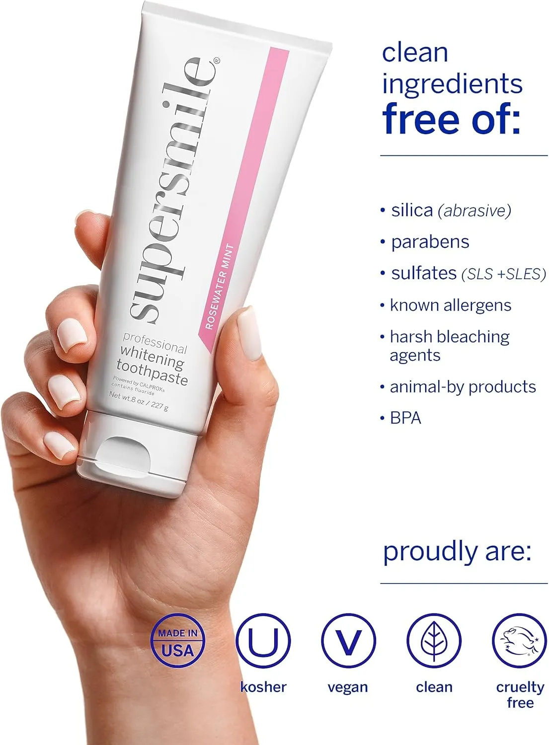Supersmile Rosewater Mint whitening Toothpaste with Fluoride – Professional Formula for Brighter Teeth – Whitens Up to 6 Shades, 8 oz