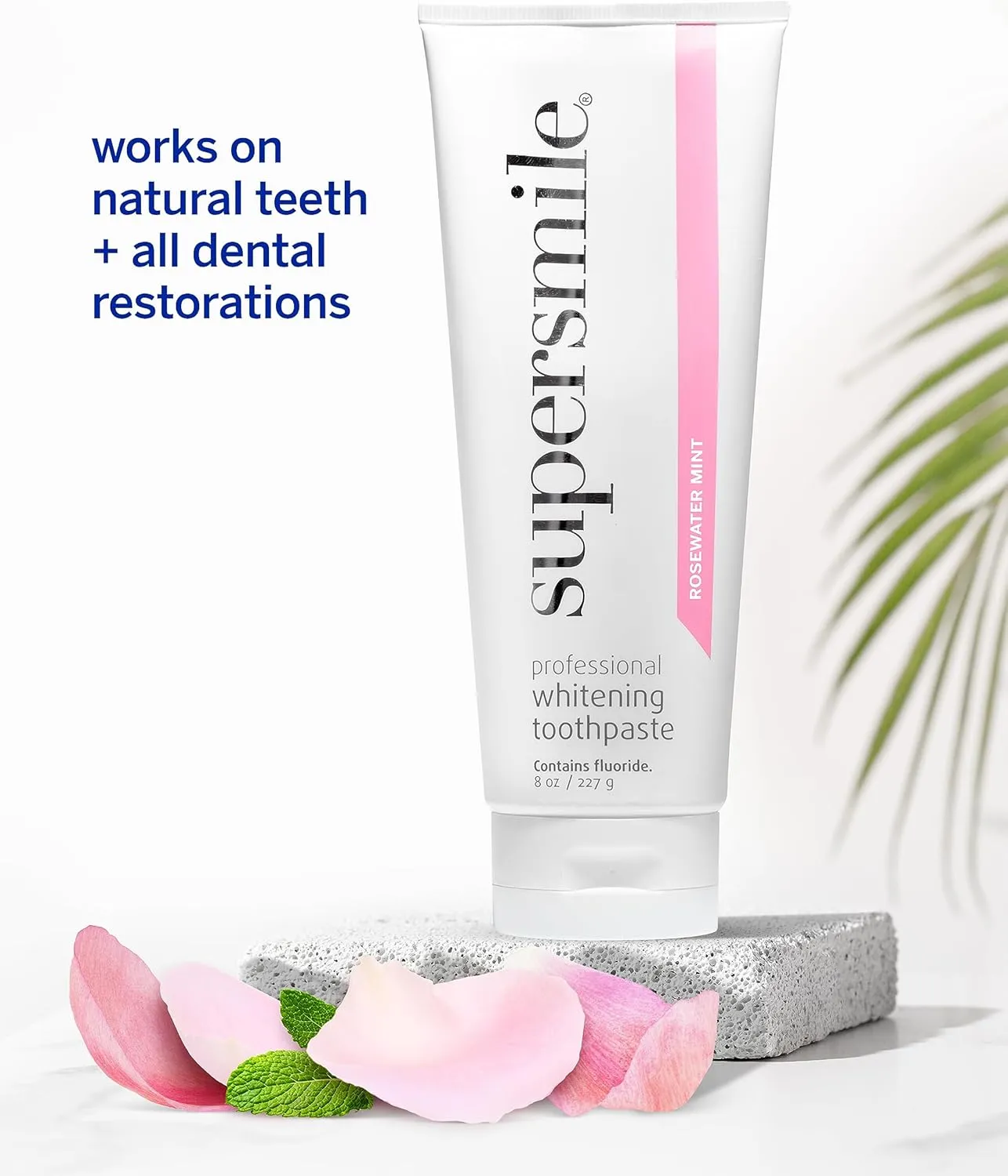 Supersmile Rosewater Mint whitening Toothpaste with Fluoride – Professional Formula for Brighter Teeth – Whitens Up to 6 Shades, 8 oz