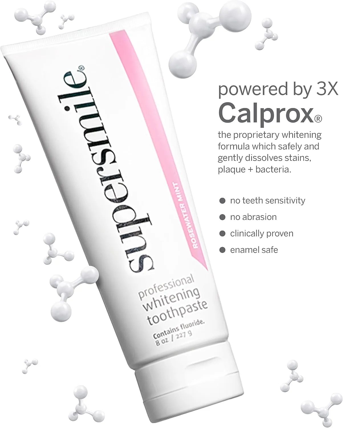 Supersmile Rosewater Mint whitening Toothpaste with Fluoride – Professional Formula for Brighter Teeth – Whitens Up to 6 Shades, 8 oz
