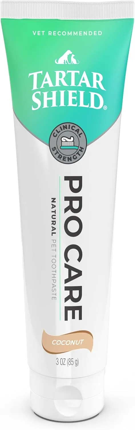 Tartar Shield Pro Care – Natural Enzymatic Pet Toothpaste – Protects Against Plaque & Tartar – Freshens Breath & Gently Removes Stains – for Dogs & Puppies – Coconut Flavor, 3 Oz.