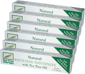 Tea Tree Therapy - Natural Whitening Toothpaste with Oil, 3 Oz (Pack of 6)