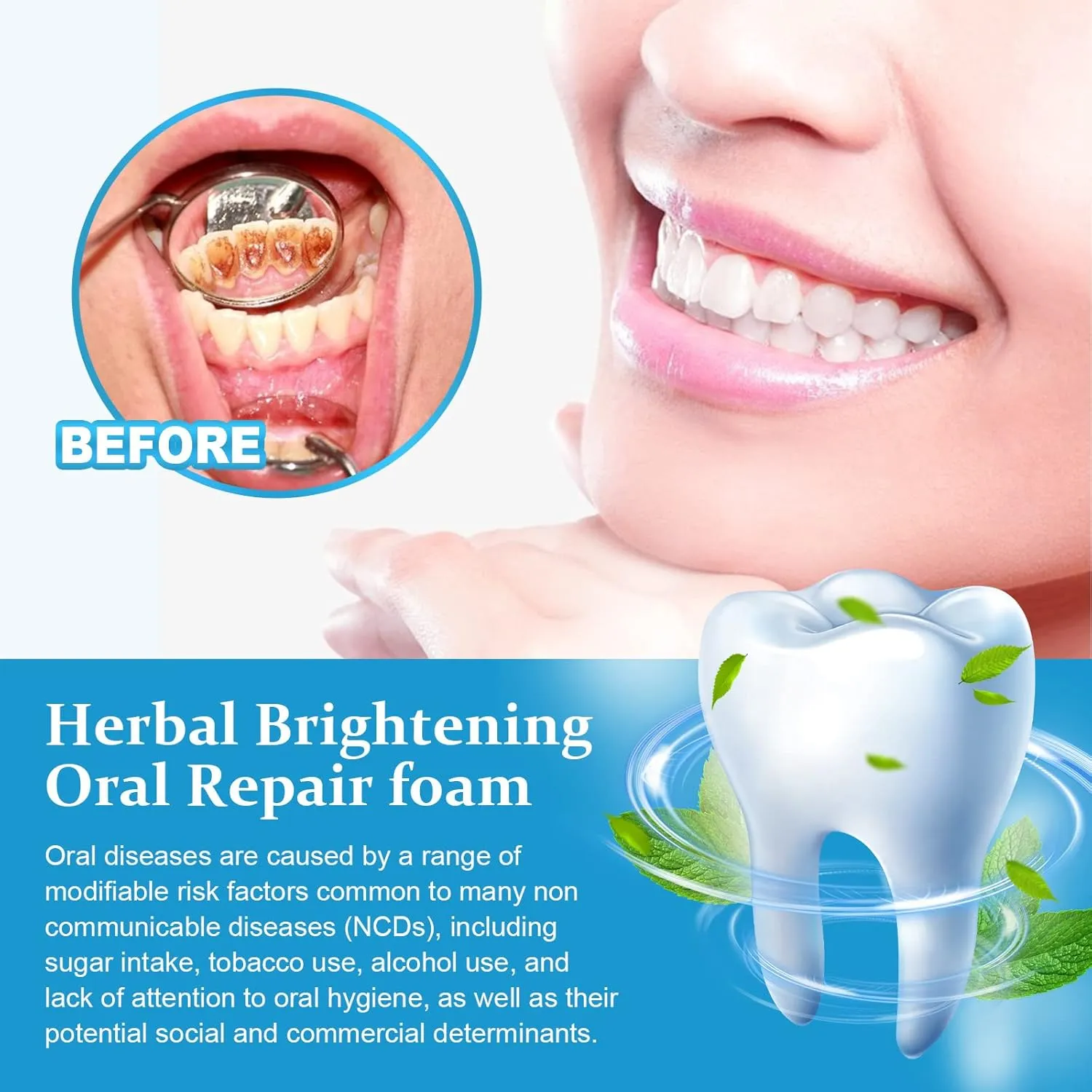 Teeth Mouthwash, Herbal Brightening Oral Repair Foam, Teeth Whitening Foam Mousse, Mousse Foam Deeply Cleaning Stain Removal, Teeth Whitening Toothpaste (2pcs)