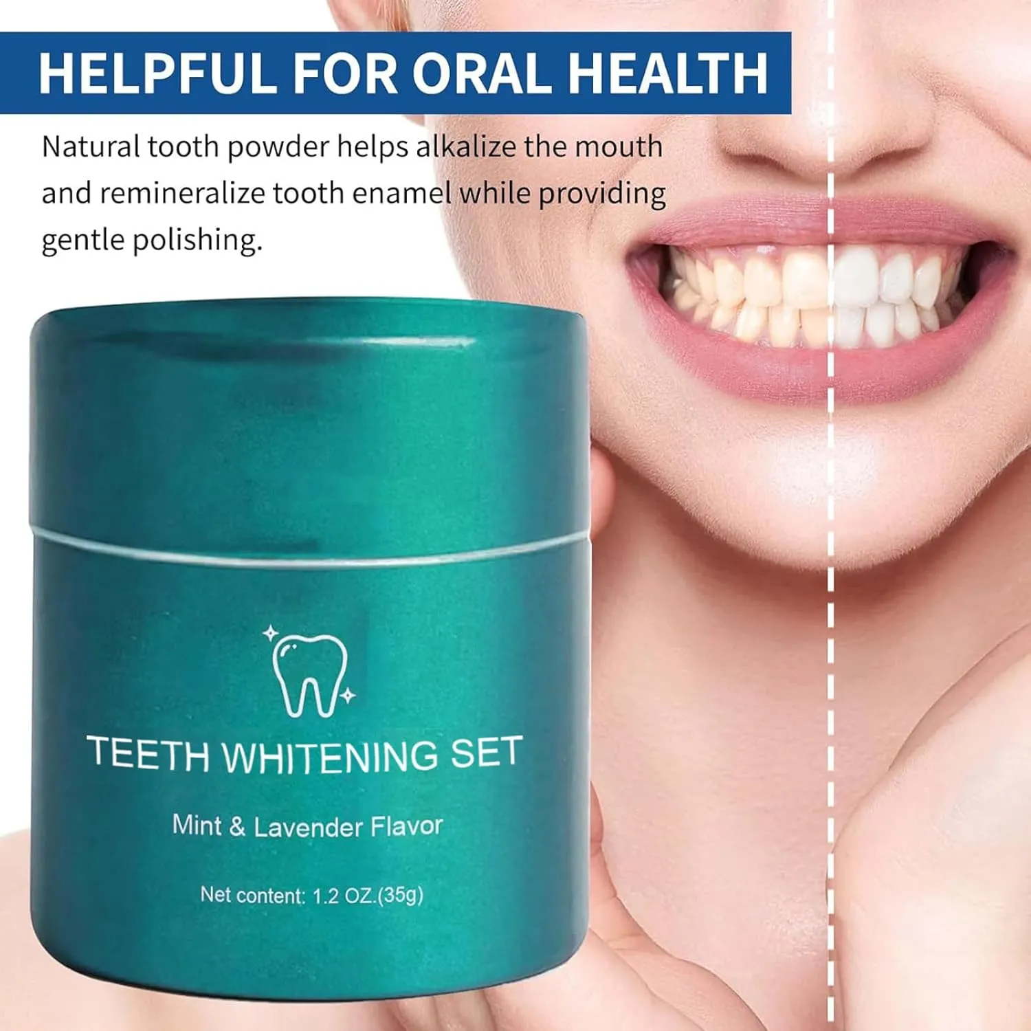 Teeth Whitening Powder,Coconut Activated Charcoal Whitening Toothpaste Booster,Tooth Restoration Mineral Powder Whitener (35g*3, Mild Mint)