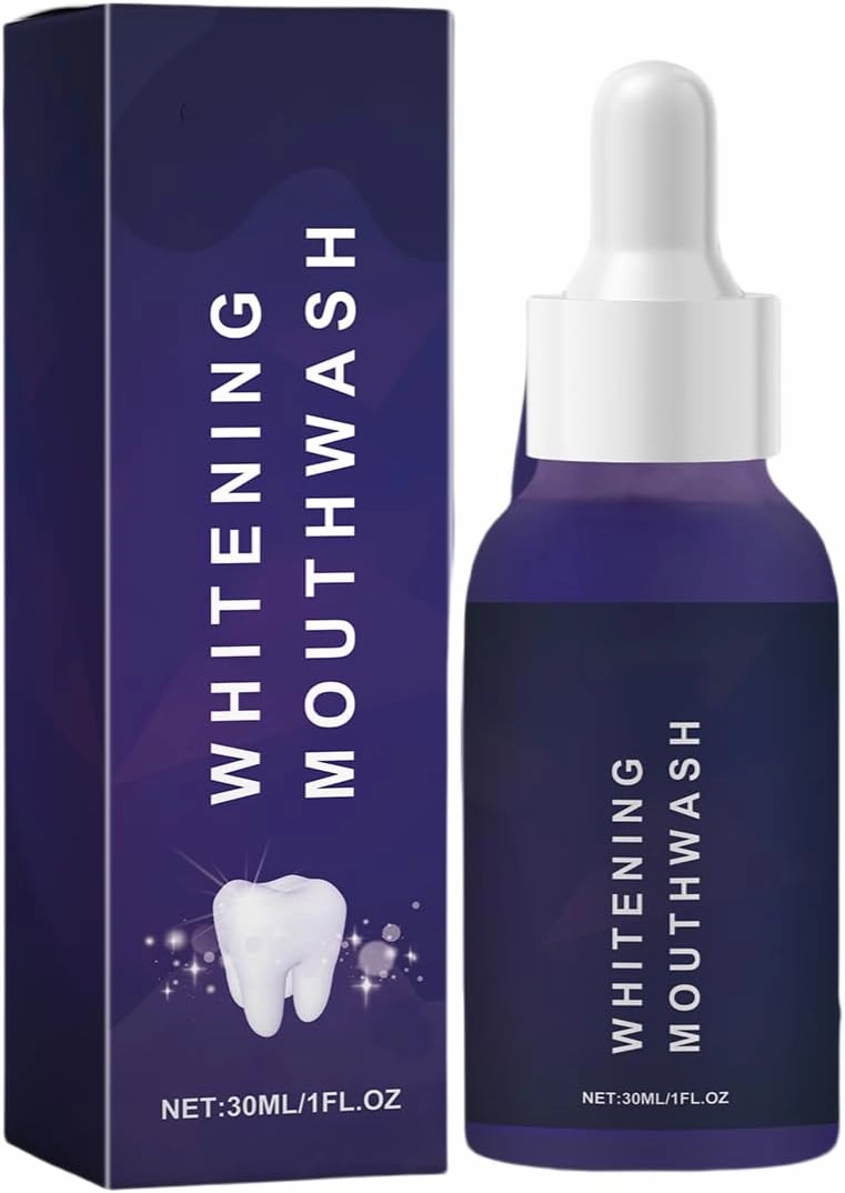 Teeth Whitening Mouthwash, 30ml/1fl.oz, Purple, Stain Removal Formula
