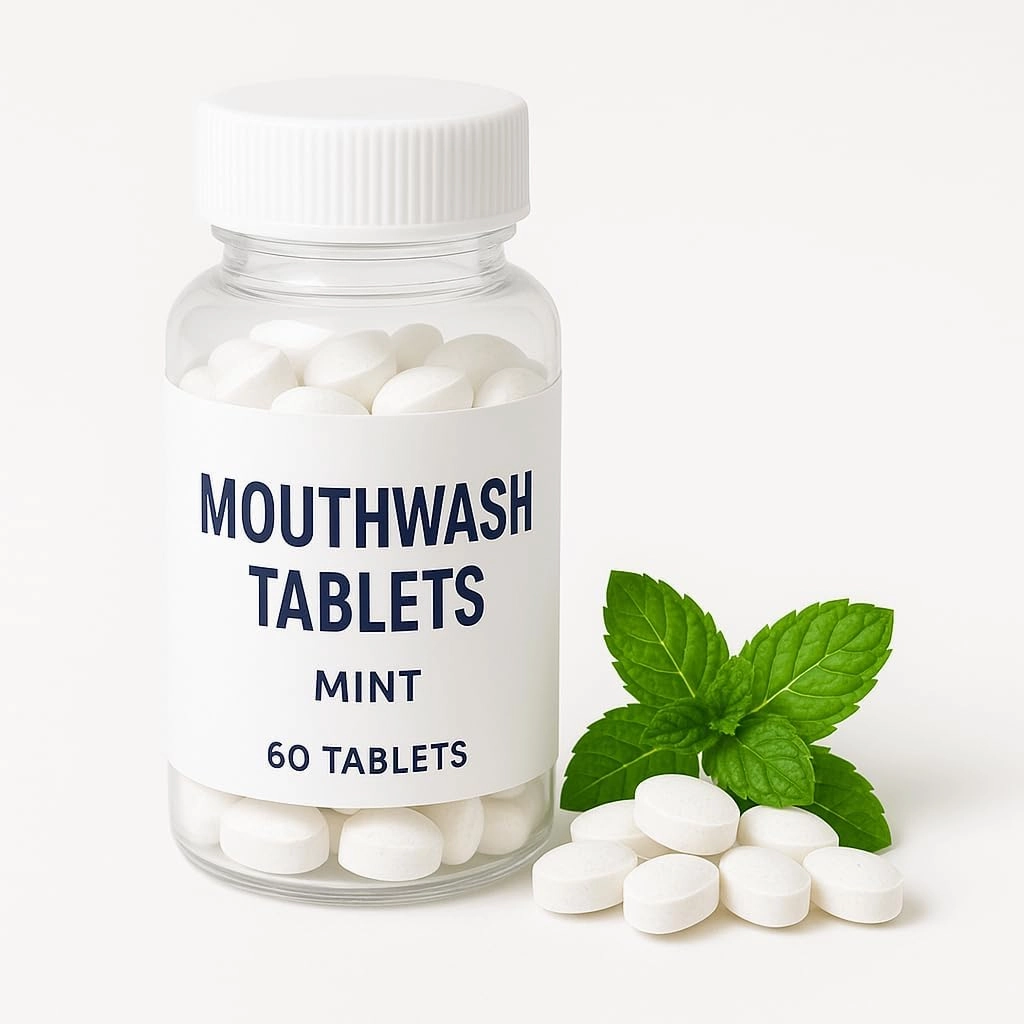 Teeth Whitening Toothpaste Tablets, Waterless Teeth Cleaning Toothpaste with Nano Hydroxyapatite (Peppermint), 60 Pcs