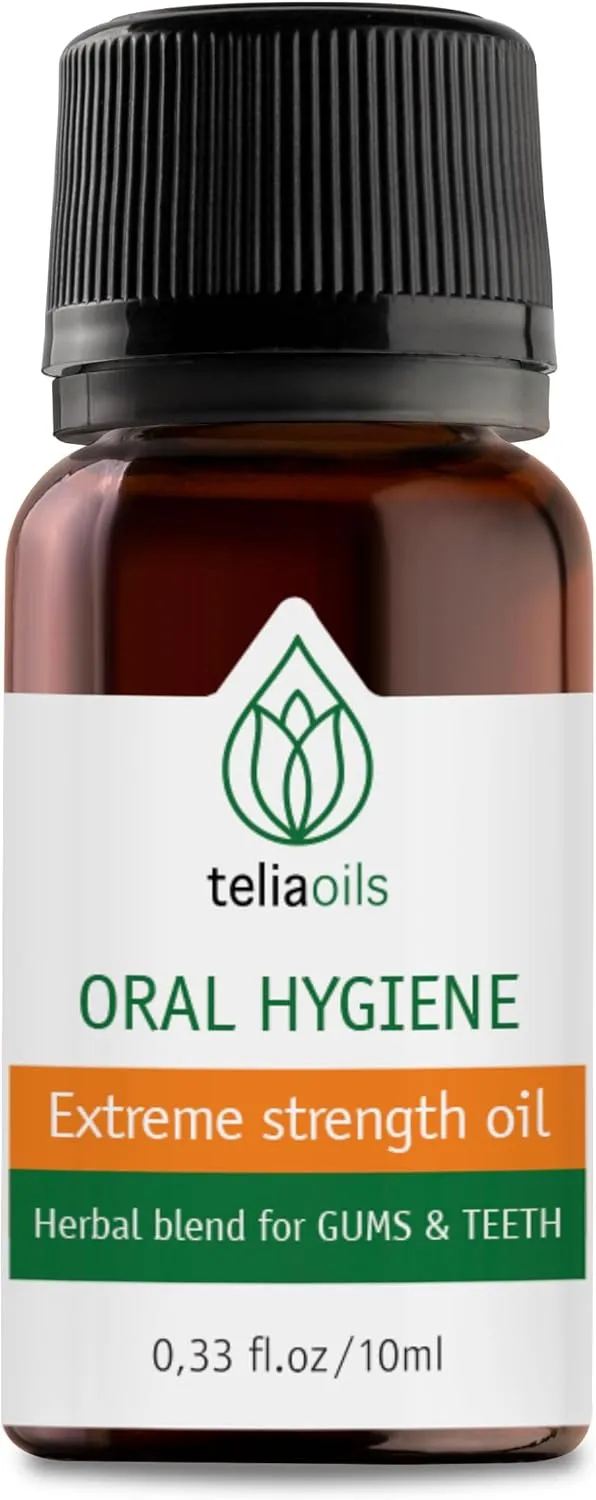 Teliaoils Herbal Blend for Teeth & Gums - Extreme Strength Oral Hygiene Oil- 100% Natural Deep Cleansing Mouthwash/Liquid Toothpaste/Herbal Breath Freshener- Fluoride Free Oral Discomforts - 10ml