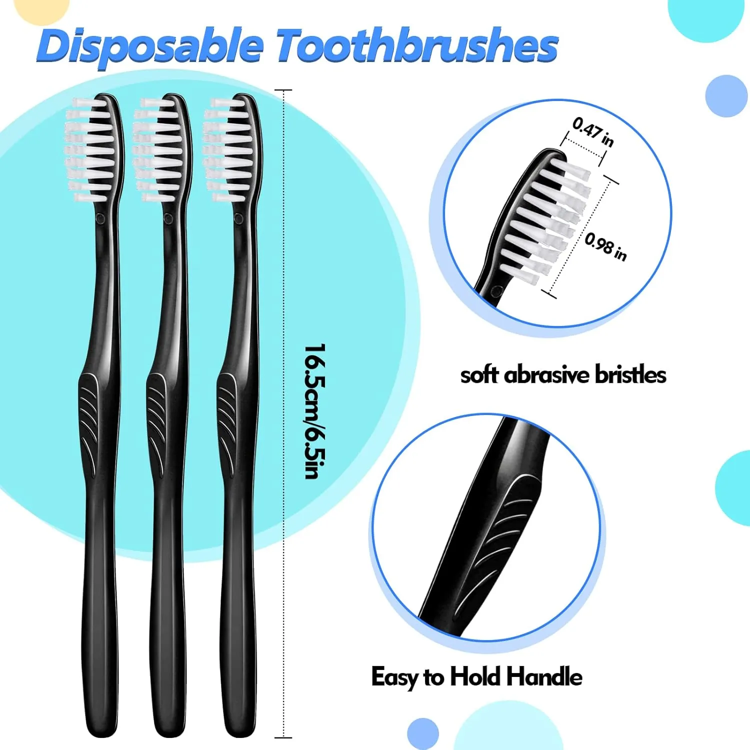 Tessco 500 Pcs Disposable Toothbrushes Individually Wrapped Soft Bristle Tooth Brush Set Travel Toothbrushes Bulk for Adults Oral Hygiene Dental Care Camping Guestroom Hotel(Black)