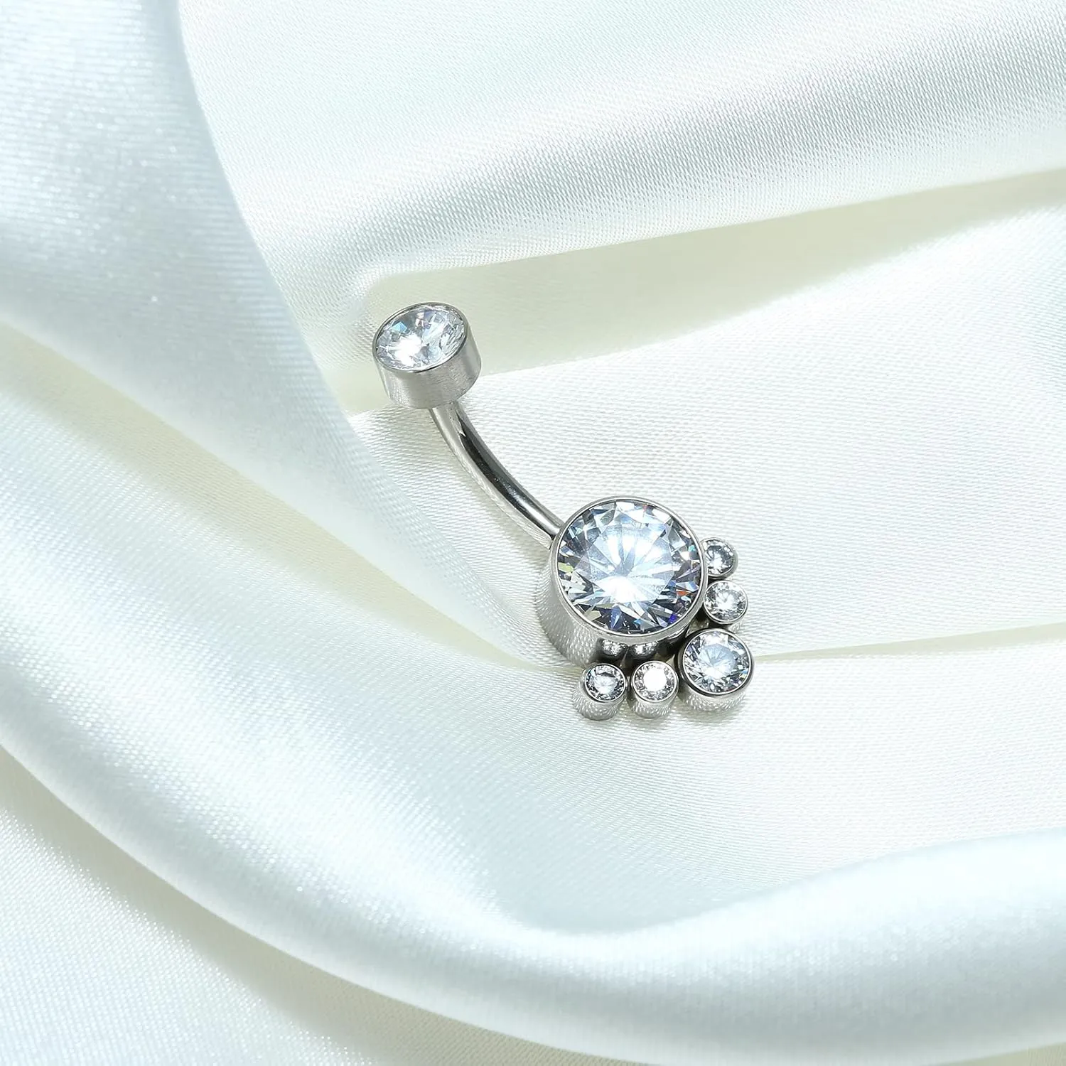 TGNEL G23 Titanium Belly 10mm/12mm Button Rings Petite Navel Cubic Zirconia Ring for Women Body Piercing Jewelry 14G ASTM F136 Belly Rings White/Pink CZ Belly Bars
