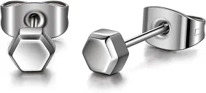 TGNEL Pure Titanium Earrings Studs Nickel-Free Hypoallergenic Earrings for Sensitive Ears, Dainty Hexagon/Triangle/Square/Rectangle Geometric Stud Earrings for Women Men