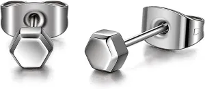 TGNEL Pure Titanium Earrings Studs Nickel-Free Hypoallergenic Earrings for Sensitive Ears, Dainty Hexagon/Triangle/Square/Rectangle Geometric Stud Earrings for Women Men