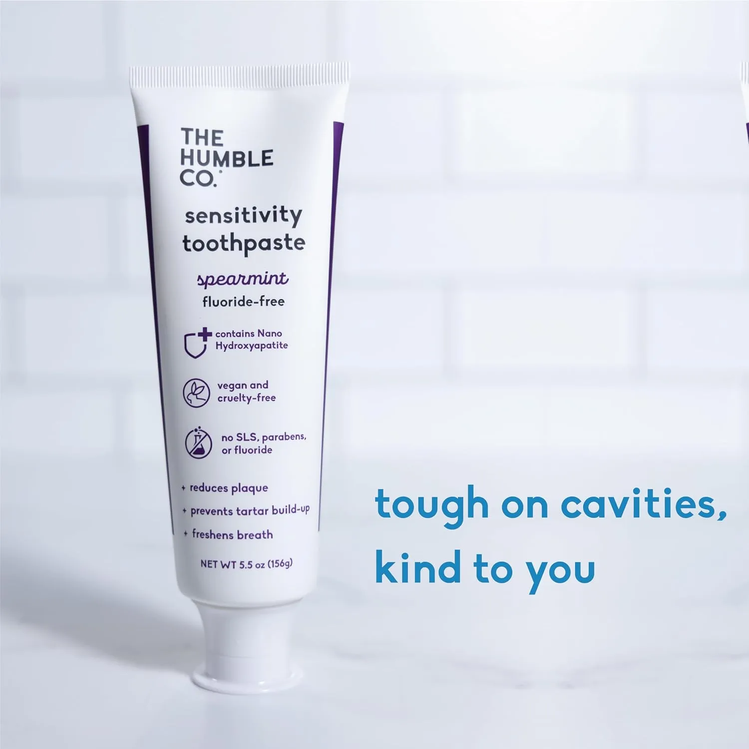 The Humble Co. Sensitive Toothpaste – Natural Spearmint Fluoride Free Toothpaste for Fresh Breath and Helps Remove Plaque, Vegan Cruelty Free Oral Care, Non-Toxic SLS Free Toothpaste (5.5 oz, 2pk)