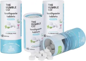 The Humble Co. Whitening Toothpaste Tablets – Fluoride Free Toothpaste Whitening Tablets, Dentist Developed Formula, Vegan, SLS Free, Plastic Free (Peppermint, 2 PK)