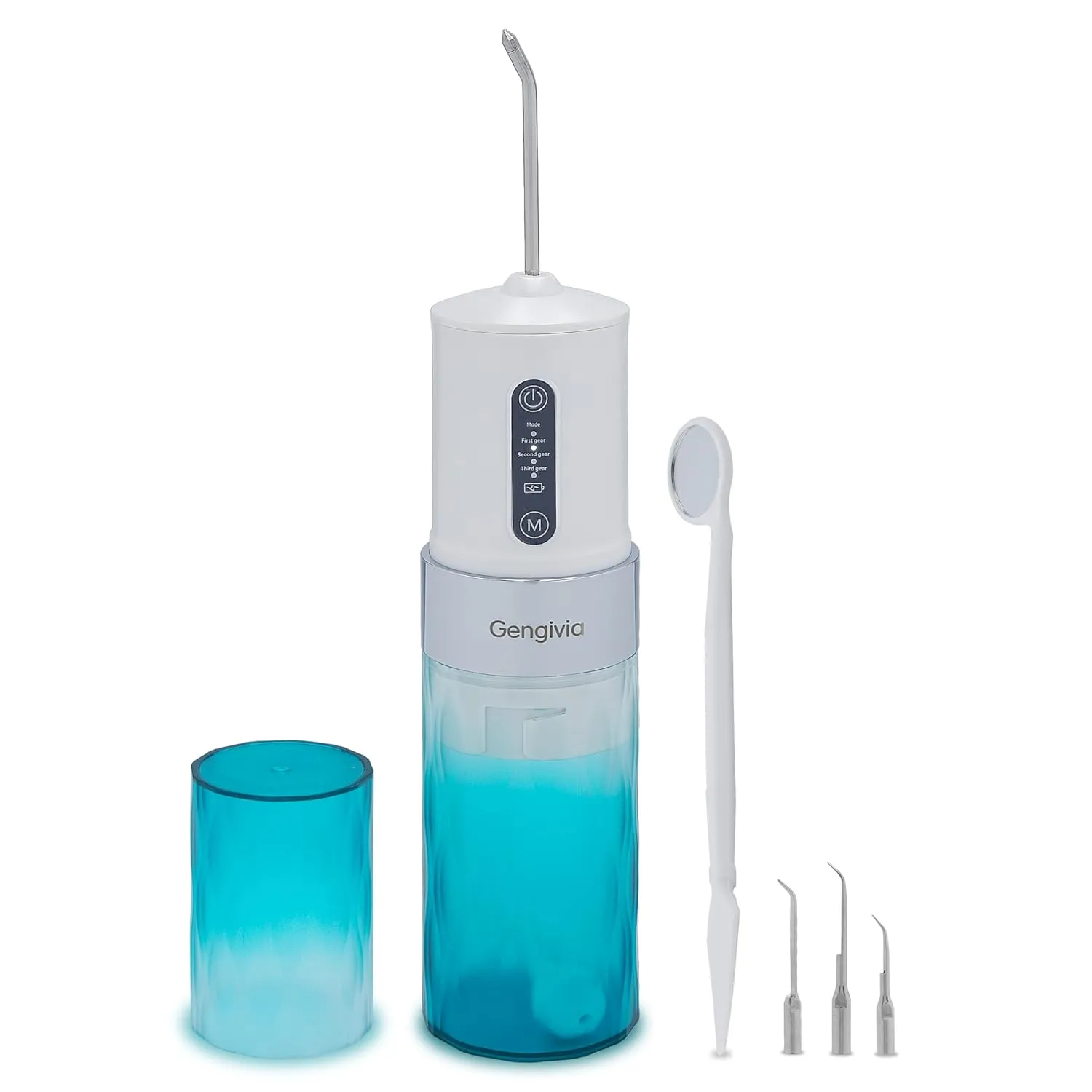 The Ultrasonic 2-in-1 Plaque Removal and Flossing Device for Teeth Cleaning, with 4 Replaceable Tips, 3 Modes, USB Type-C Charging, and Storage Box (White)