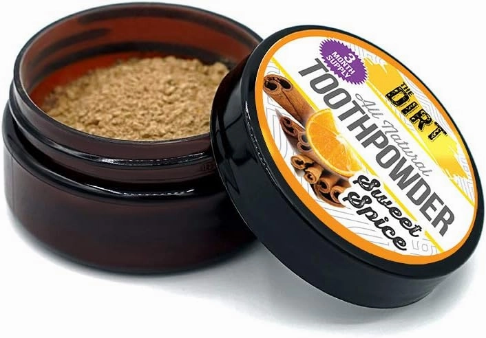 The Dirt - Remineralizing Tooth Powder, Natural Fluoride-Free Teeth Whitening Powder with Hydroxyapatite, Flouride & Gluten Free, Organic Vegan (Sweet Spice, 25g: 3 Month Supply)