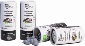 The Humble Co. Charcoal Powder Toothpaste Tablets Fluoride-Free, 3pk - Anticavity, Fluoride Free Toothpaste Dental Tablets with Natural Ingredients, Dentist Developed Formula (Charcoal, 3 Pk)