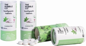 The Humble Co. Mint Toothpaste Tablets Fluoride-Free, 3pk - Anticavity, Fluoride Free Toothpaste Dental Tablets with Natural Ingredients, Dentist Developed Formula (Mint, 3 Pk)